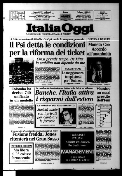 Italia oggi : quotidiano di economia finanza e politica